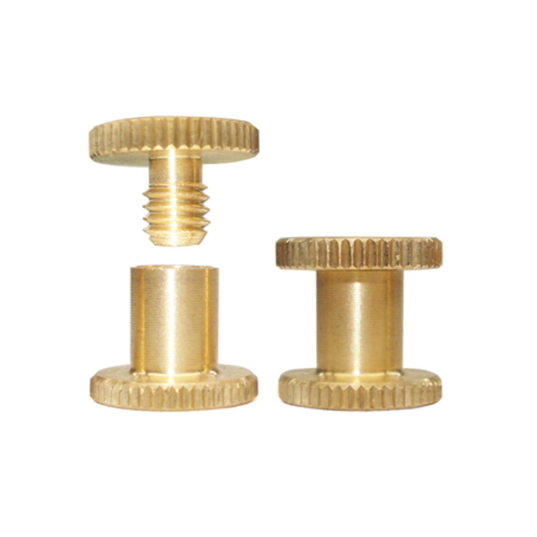 8mm long Brass Knurled Interscrew image 0